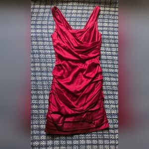 Express Red Ruched Sheath Dress